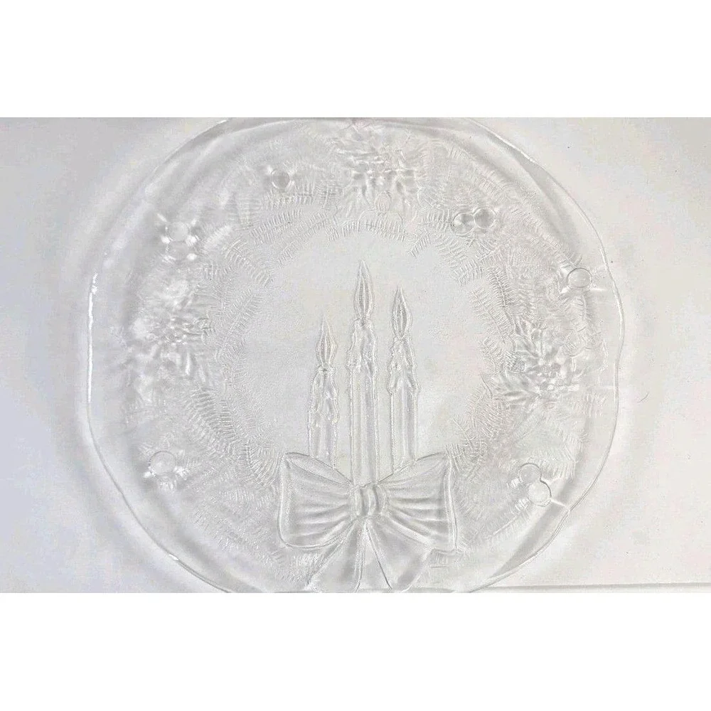 Vtg Pilgrim Glass Holiday Serving Platter‎ Christmas Dish ~12